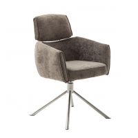 MC AKCENT - QUEBEC E Krzesło | Nogi skośne stal szlachetna szczotkowana | Obrót siedziska | Tkanina typu szenil Brąz | QU4E45BX