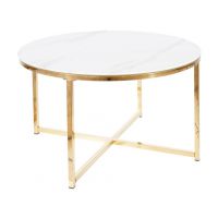 SIGNAL - SALMA Ława | Biały Efekt Marmuru | Stelaż złoty