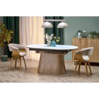 HALMAR - SIRIUS Stół rozkładany | Spiek- Biały marmur/naturalny