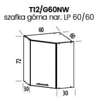 LIVEO - TIFFANY Szafka T12/G60NW | Górna narożna 60/60