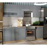 LIVEO - TIFFANY Kuchnia T35C/240 | Zestaw na 240 cm | Szary połysk