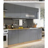 LIVEO - TIFFANY Kuchnia T35C/260 | Zestaw na 260 cm | Szary połysk
