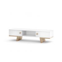 VIVO - TAO Szafka TYP 3 | 2 szuflady | Biały laminat | Podstawa laminat dąb naturalny