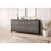 Bydgoskie Meble - TISARO Komoda 2D2S | 24Z3LJ26 | antracyt połysk