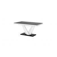 HUBERTUS - VEGAS Stół 160-256x89 | Czarny mat | Biały połysk | Czarny połysk