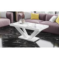 HUBERTUS - VIVA 2 Mini Ława | Super Print | Marmur | Marble White HG | Biały połysk