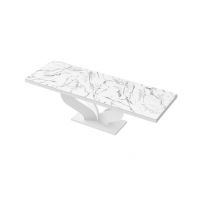 HUBERTUS - VIVA Stół 160-256x89 | Super Print | Marmur | Marble White HG | Biały połysk