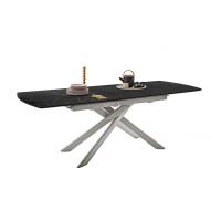 MC AKCENT - VANINO Stół 180-230x90x76 | Marmur czarny | Stelaż Stal szlachetna szczotkowana | VA18EGSM