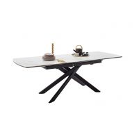 MC AKCENT - VANINO Stół 180-230x90x76 | Marmur biały | Stelaż czarny | VA18SMWM