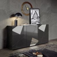 MC AKCENT - VITTORIA Komoda | 3 drzwi | lakier antracyt połysk | 202350-05