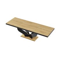 HUBERTUS - VIVA Stół 160-256x89 | Dąb Artisan | Czarny połysk | Dąb artisan