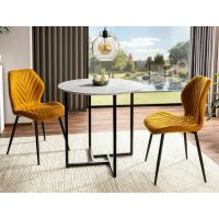 SIGNAL - ALTO II Stół okrągły 80x76h | Biały efekt marmuru | Czarny