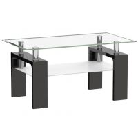 FURNITEX - A08-2 H-55 LAKIER Ława | Czarna | Blat przezroczysty