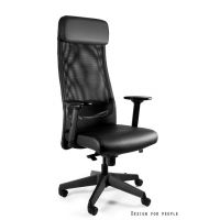 UNIQUE MEBLE - ARES SOFT Fotel Obrotowy S569-HL | Skóra Naturalna Czarna