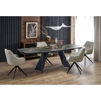 HALMAR - ARMANI Stół rozkładany 165-241x90x77 | Spiek- czarny marmur/czarny