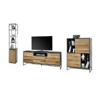 MC AKCENT - ASMARA Zestaw | Komoda wysoka z wnękami 2D 49258EG2 | Regał 1D 49257EG2 | Szafka RTV 2D2SZ | 49253EG2 | DOSTĘPNY OD RĘKI