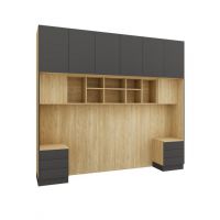 NEW ELEGANCE - NEW ELEGANCE Sleep Varia Baza z stolikami 160 | Dąb | Grafit