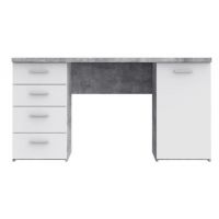 Forte - NET106 MT926-C264 | Biurko z 4 szufladami i szafką | białe + jasny beton