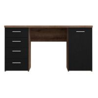 Forte - NET106 MT926-N09 | Biurko z 4 szufladami z szafkąi | dąb szlachetny + dąb czarny