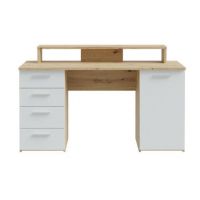 Forte - NET106 MT980-M823 | Biurko z nadstawką na monitor | Dąb Aristan + Secret Grey