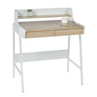 FURNITEX - B14-FX Biurko | Dąb sonoma + biały