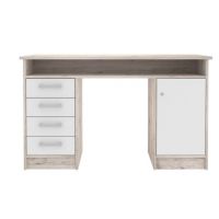 Forte - NET106 MT931-T19 | Biurko z 4 szufladami z szafkami | dąb piaskowy + biały