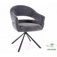 SIGNAL - BORGO RAVEN Krzesło | Obrót siedziska | Tkanina Raven 18 ciemny szary | Stelaż Czarny mat
