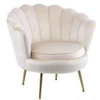 FURNITEX - LC-032-1 Fotel | Velvet | Beżowy | Nogi złote