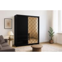 ARKOS - CARO Szafa | 200 cm | Czarny połysk