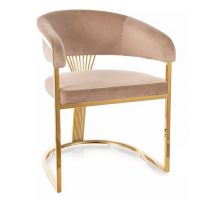 SIGNAL - CROWN Velvet Krzesło | Tkanina Beż Bluvel 28 | Stelaż złoty