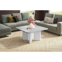 HUBERTUS - DIVERSO Ława 80x80x50 | Szary mat | Biały połysk