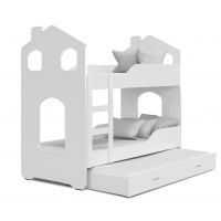 AJK meble - DOMINIK DOMEK Łóżko Piętrowe 2-osobowe z Szufladą 160x80cm