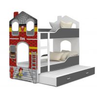 AJK meble - DOMINIK DOMEK N Łóżko Piętrowe 2-osobowe z Szufladą 190x80cm