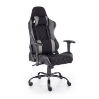 HALMAR - DRAKE Fotel Obrotowy | Tkanina | Czarno | Popielaty