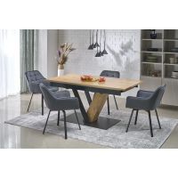 HALMAR - FANIS Stół rozkładany 160-220x90x78 | naturalny/czarny