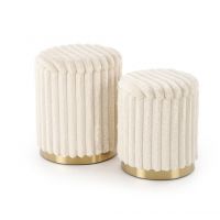 HALMAR - FIDO Zestaw 2 puf z pojemnikiem | kremowy