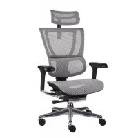 GROSPOL - IOO 2 Fotel Obrotowy BS Grey | Czarny Stelaż | Szara Siatka | Mechanizm Drift Tilt | Podłokietnik 5D | Zgodny z Rozporządzeniem z 2023 roku