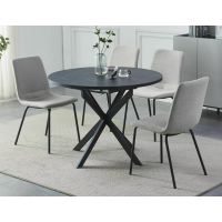 SIGNAL - GASTON Stół 100x100-135x75h | Czarny efekt marmuru | Czarny