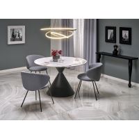 HALMAR - GARET Stół nierozkładany 120x76 | Spiek- biały marmur/czarny