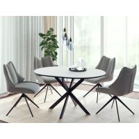 SIGNAL - GASTON CERAMIC Stół 100x100-135x75h | Biały | Czarny