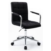 FURNITEX - N-15 Fotel obrotowy | Czarny | Velvet | Podstawa chrom