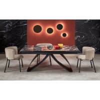 HALMAR - HILARIO Stół rozkładany 180-260x90x75 | czarny marmur/czarny