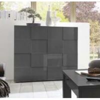 MC AKCENT - DAMA Komoda wysoka 2 drzwi | Antracyt połysk | 202308-04