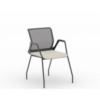NOWY STYL - YOUTEAM Krzesło konferencyjne FRAME CHAIR 4L MESH BLACK GREY | Siatkowe Oparcie i Siedzisko | na 4 nogach | Wersja czarno-szara SG | Podłokietniki