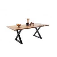 MC AKCENT - DEBA Stół drewniany 180x100 | Obrzeże ciosane | Stelaż krzyżak | DE18UXBW | DETGXSXL