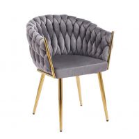 FURNITEX - K7-FX (G) Krzesło | Velvet | Riviera 91 szare | Nogi złoty