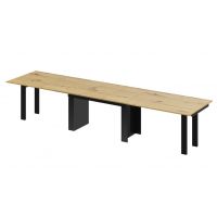 HUBERTUS - MAGRO Stół 170-410x100 | Dąb artisan | Czarny połysk