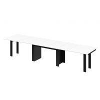 HUBERTUS - MAGRO Stół 170-410x100 | Biały mat | Czarny połysk
