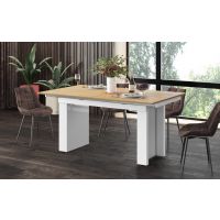 HUBERTUS - MAGRO Stół 170-410x100 | Dąb słoneczny | Biały połysk