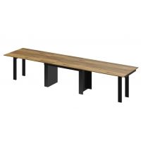 HUBERTUS - MAGRO Stół 170-410x100 | Dąb pradawny | Czarny połysk